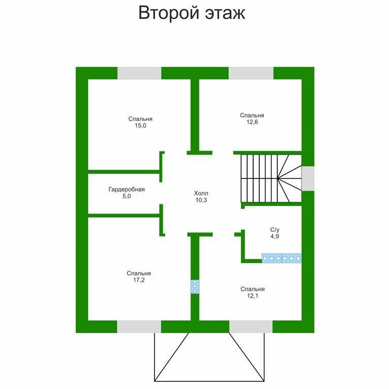 Гардеробная будет больше за счёт уменьшения комнаты 17,2 м.