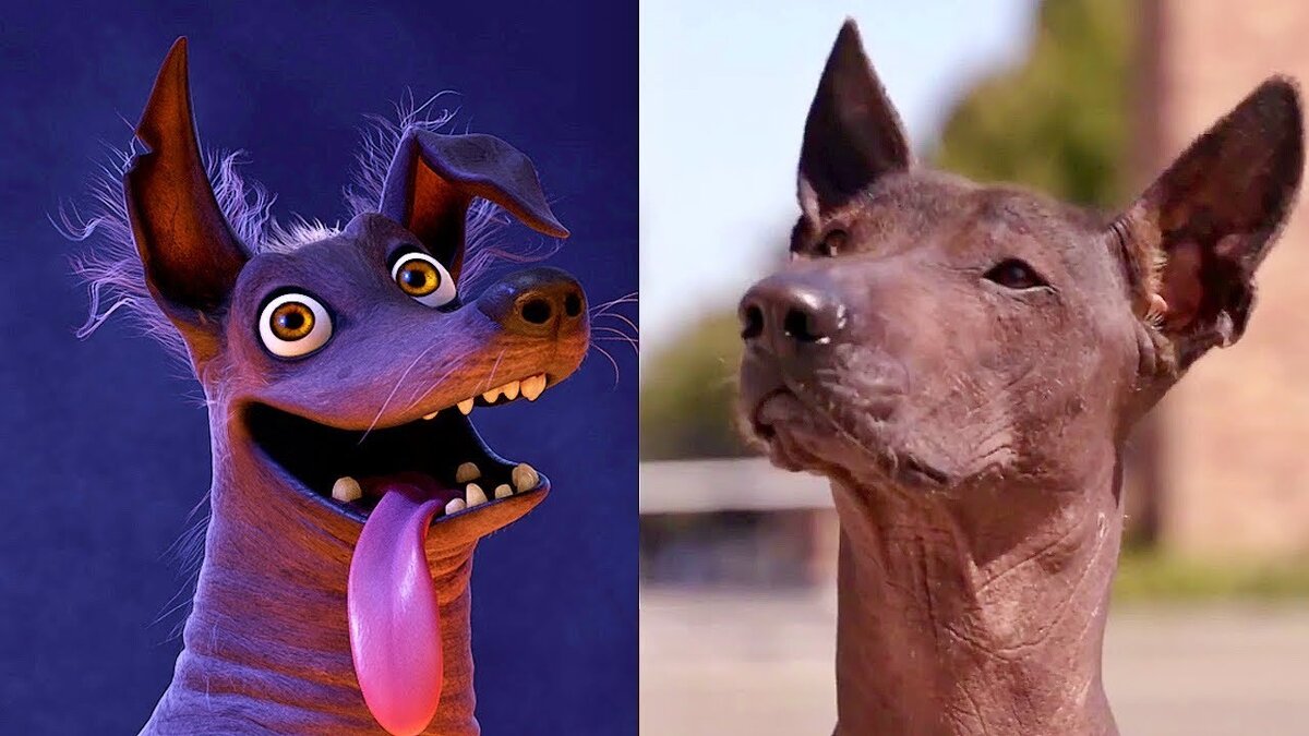 слева: нарисованный персонаж из мультфильма "Тайна Коко", справа живой прототип.