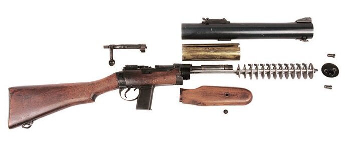 Устройство интегрированного многокамерного глушителя карабина De Lisle Commando carbine