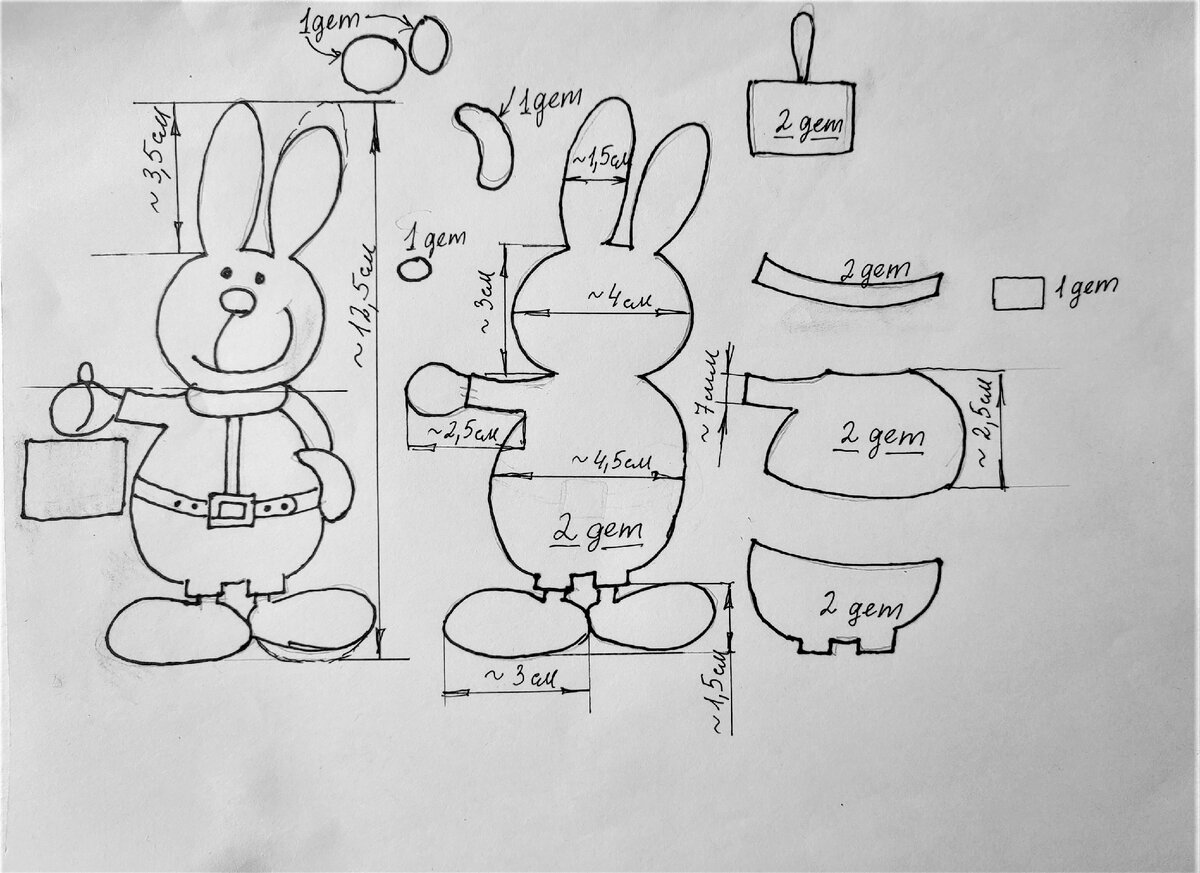 Схема с размерами кролика. Фото Ольги Мишиной.