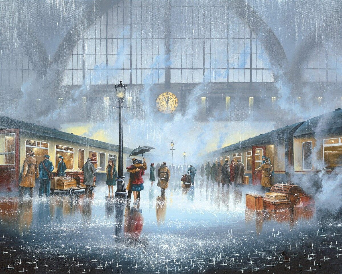 Картина вокзал. Художник Джефф Роуланд (Jeff Rowland). Художник дождя Jeff Rowland. Художник дождя Джефф Роуланд. Художник рисующий дождь Джефф Роуланд.