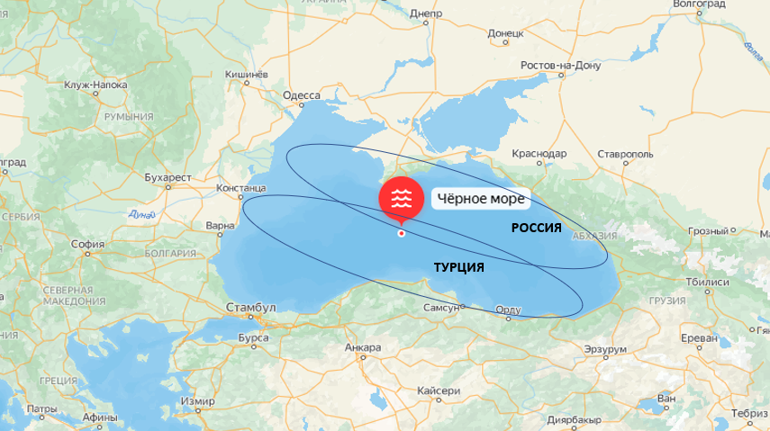 Условная карта раздела сфер влияния в Черном море