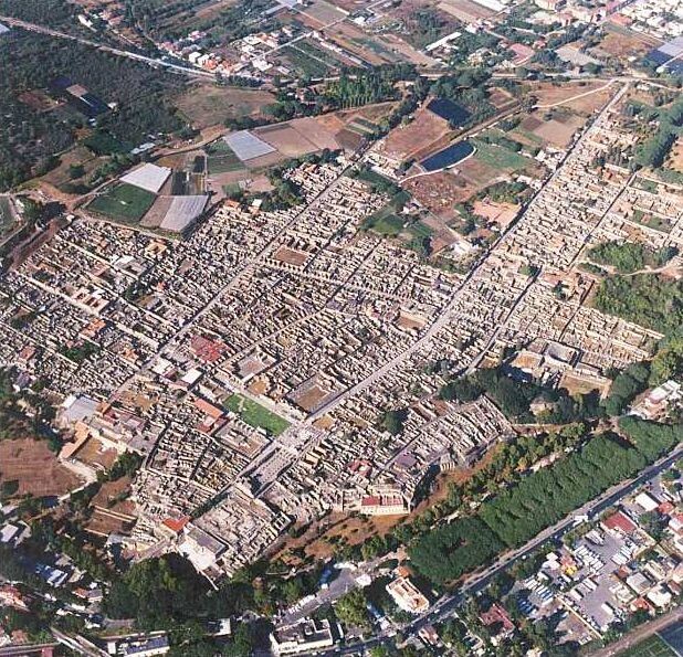 Вид на Помпеи. Аэрофотосъемка