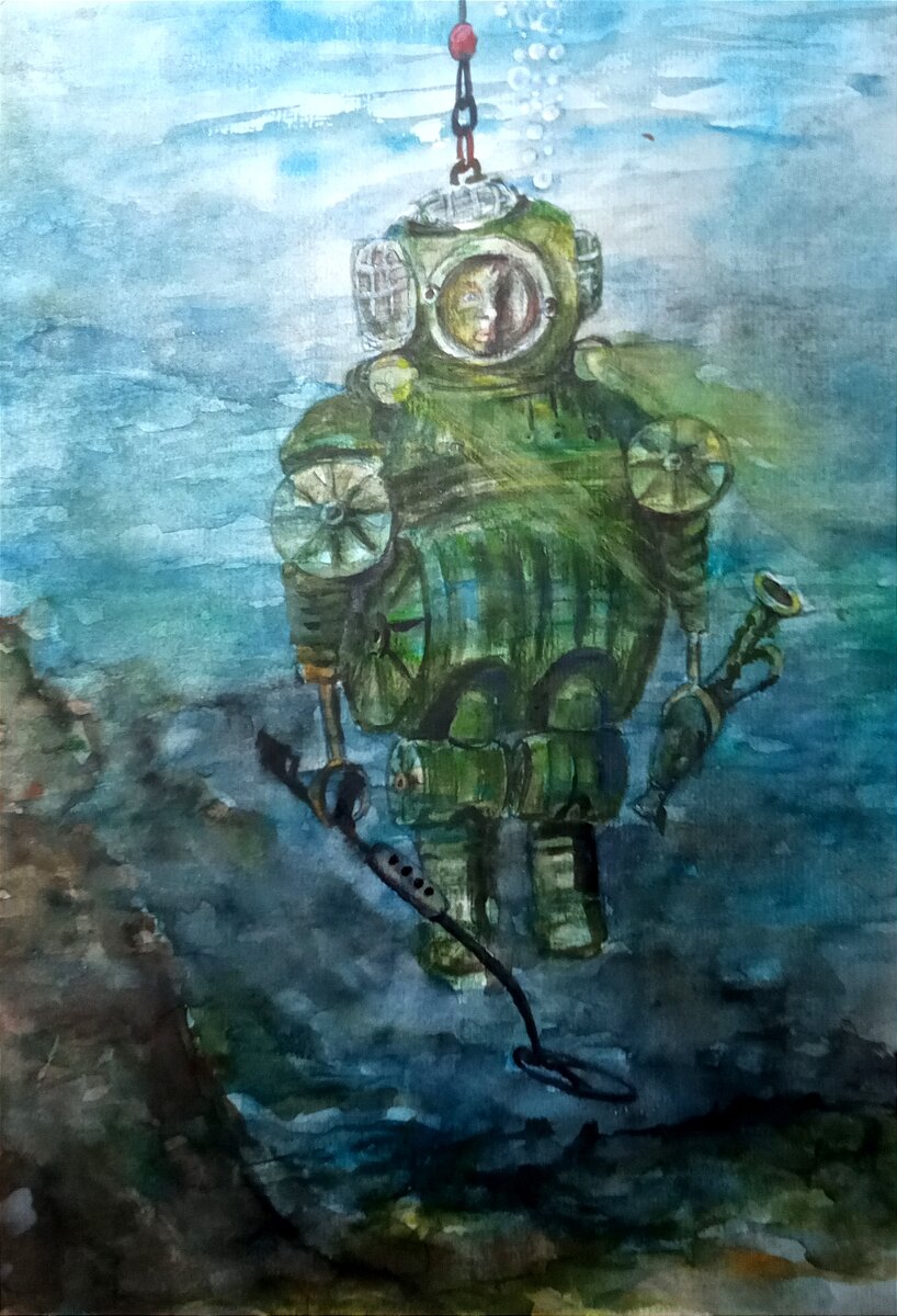 Акварель.Находки+ощущение глубины+ожидание тайны=жизнь на грани⚓💦⛵