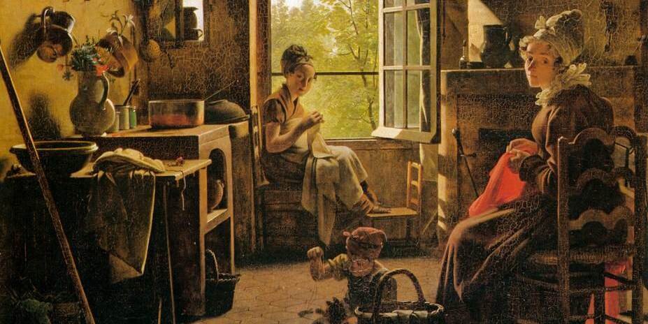 Картина «Кухня» Мартина Дроллинга, 1815 г. Написана краской mummy brown. Изображение: Public Domain