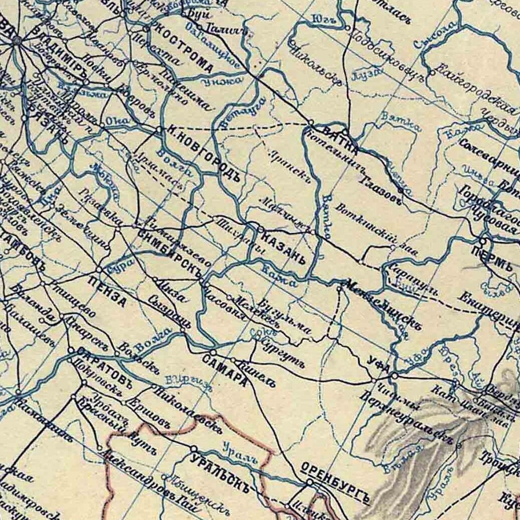 © public domain (Фрагмент карты Министерств путей сообщений Российской империи, 1916 г.)