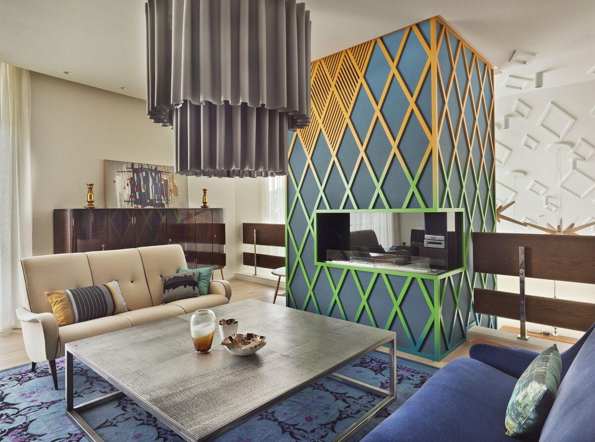 Пример интерьера в стиле постмодерн