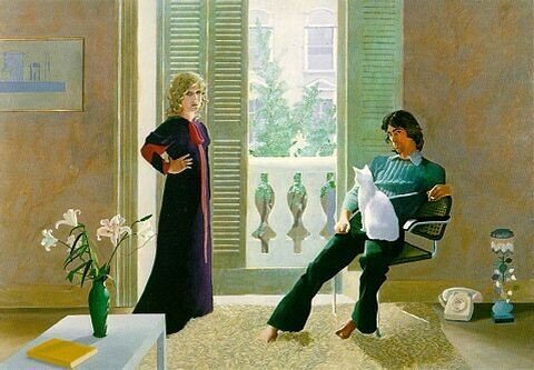 Портрет работы David Hockney Дэвид Хокни "Мистер и миссис Кларк и Перси" 1971.