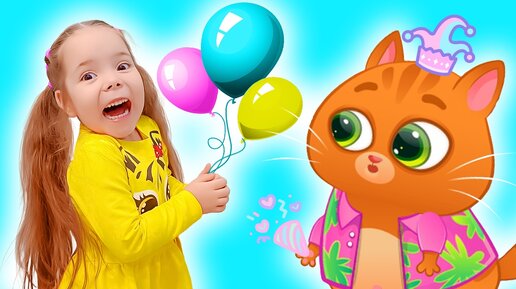 Мультики для детей про котика Bubbu и кошечку Кис Кис | Настя с друзьями празднует день рождения
