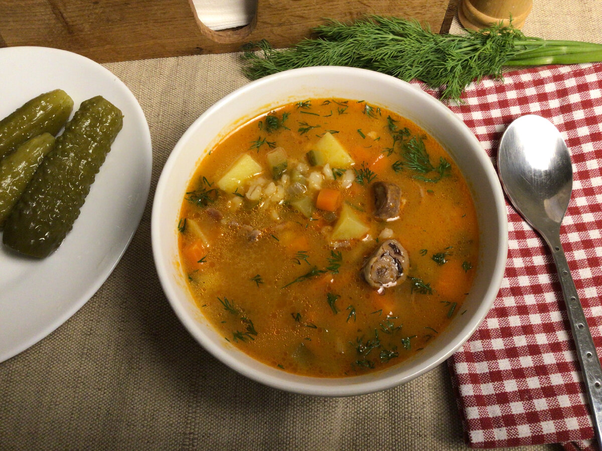 Рассольник с солеными