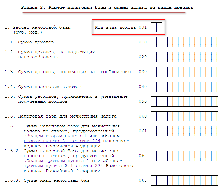 Код дохода в 3 ндфл