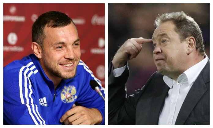    Леонид Слуцкий и Артем Дзюба выступили соведущими юмористическогосшоу. Фото: Global Look Press/Reuters