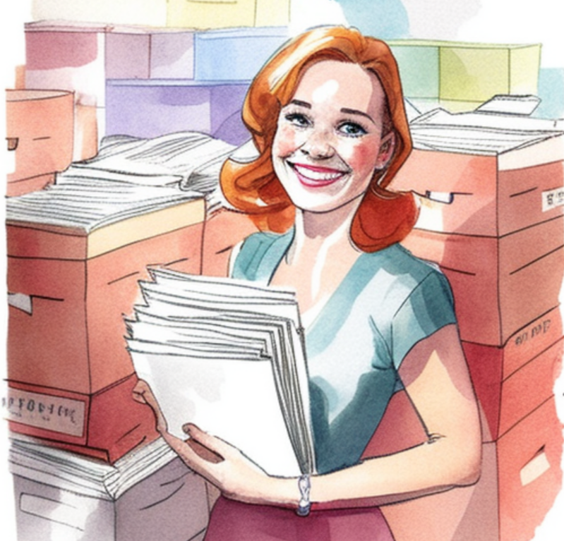 Довольная барышня создала новую пачку карточек компаний