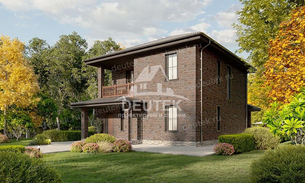 Проект двухэтажного дома 184 м2 с балконом, кабинетом и террасой - LK-130