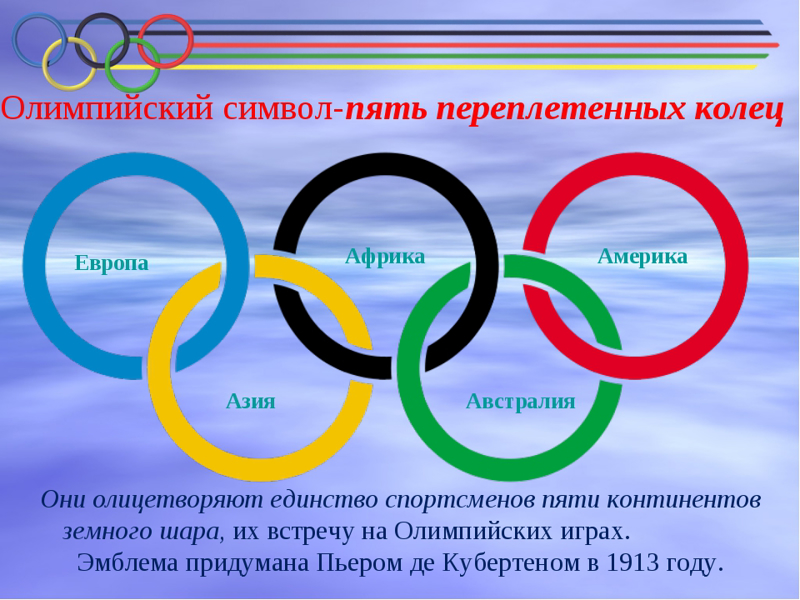 Символ Олимпийских игр " Олимпийские кольца". Символ олимпиады 5 колец. Пять Олимпийских колец символизируют.