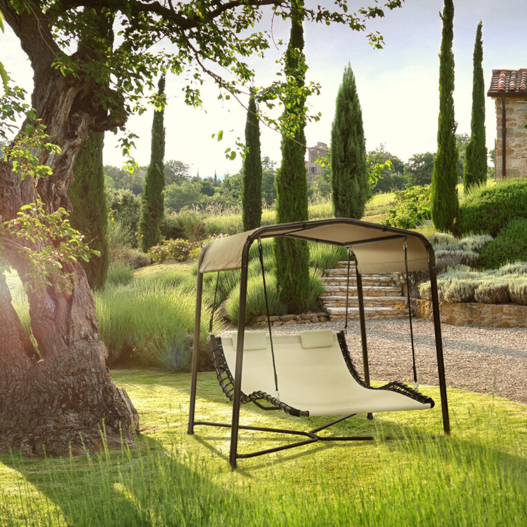 Качели двухместные Greenpatio с подушкой под голову и крышей