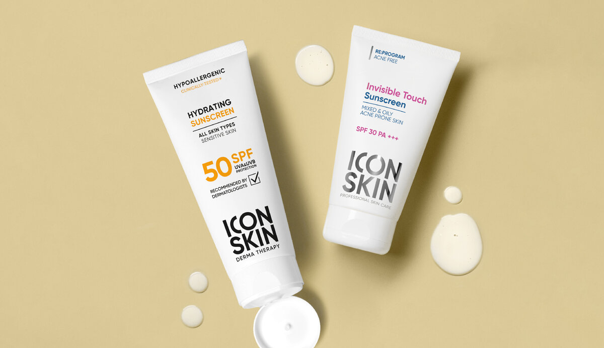 ICON SKIN Солнцезащитные кремы за основе стабильных фильтров для разных типов кожи