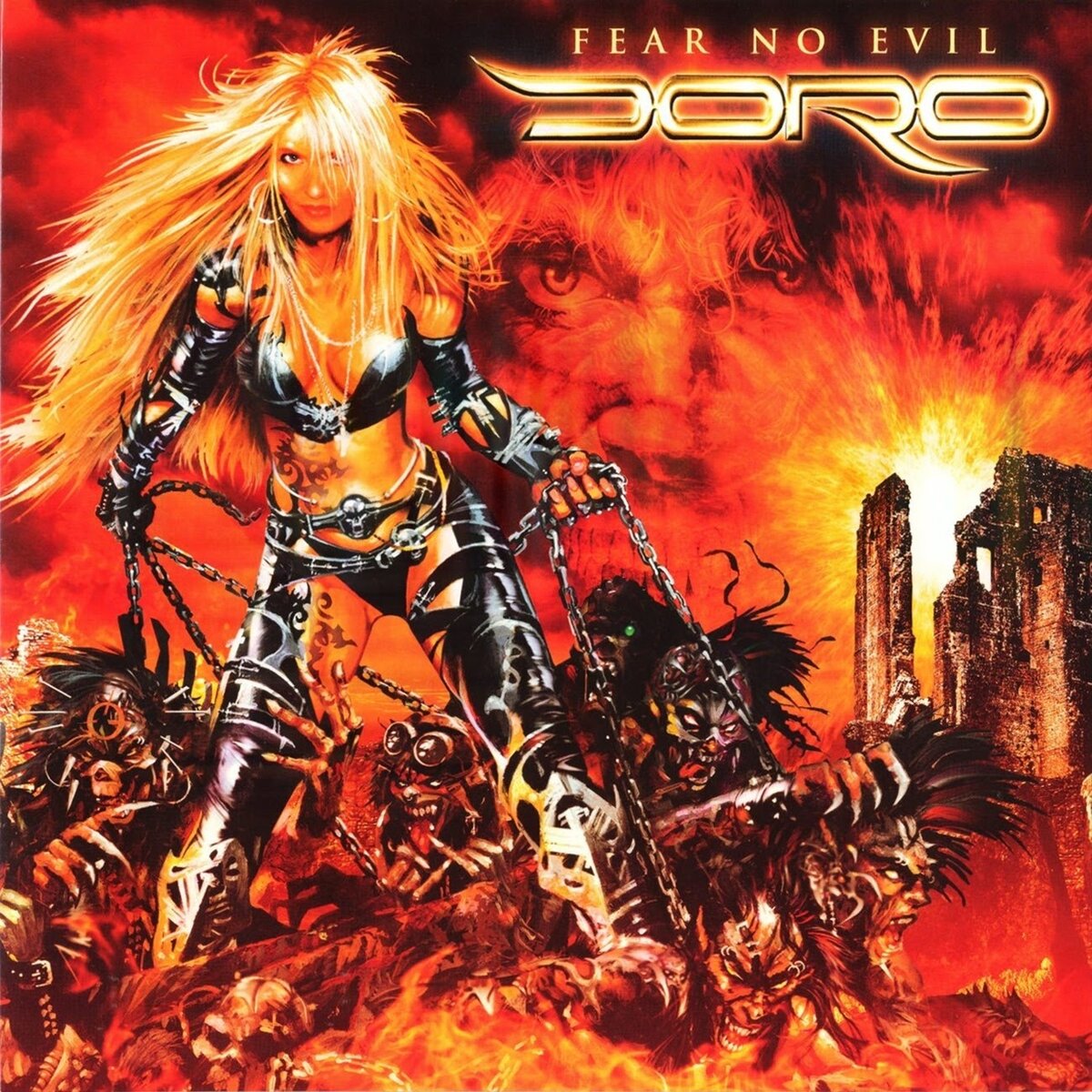 Обложка альбома. Источник: https://2.bp.blogspot.com/-ijy4KvDWsEk/VzIXIO6dZAI/AAAAAAAAuis/hpDjddzLHjwWBaqjfaf3ZyX3WdBFKgUSwCKgB/s1600/2009%2BFear%2BNo%2BEvil%2B-%2BDoro%2B%2528L.P%2BE.U%2BAFM%2BRecords%2B233-7%2529%2B%25281%2529.jpg