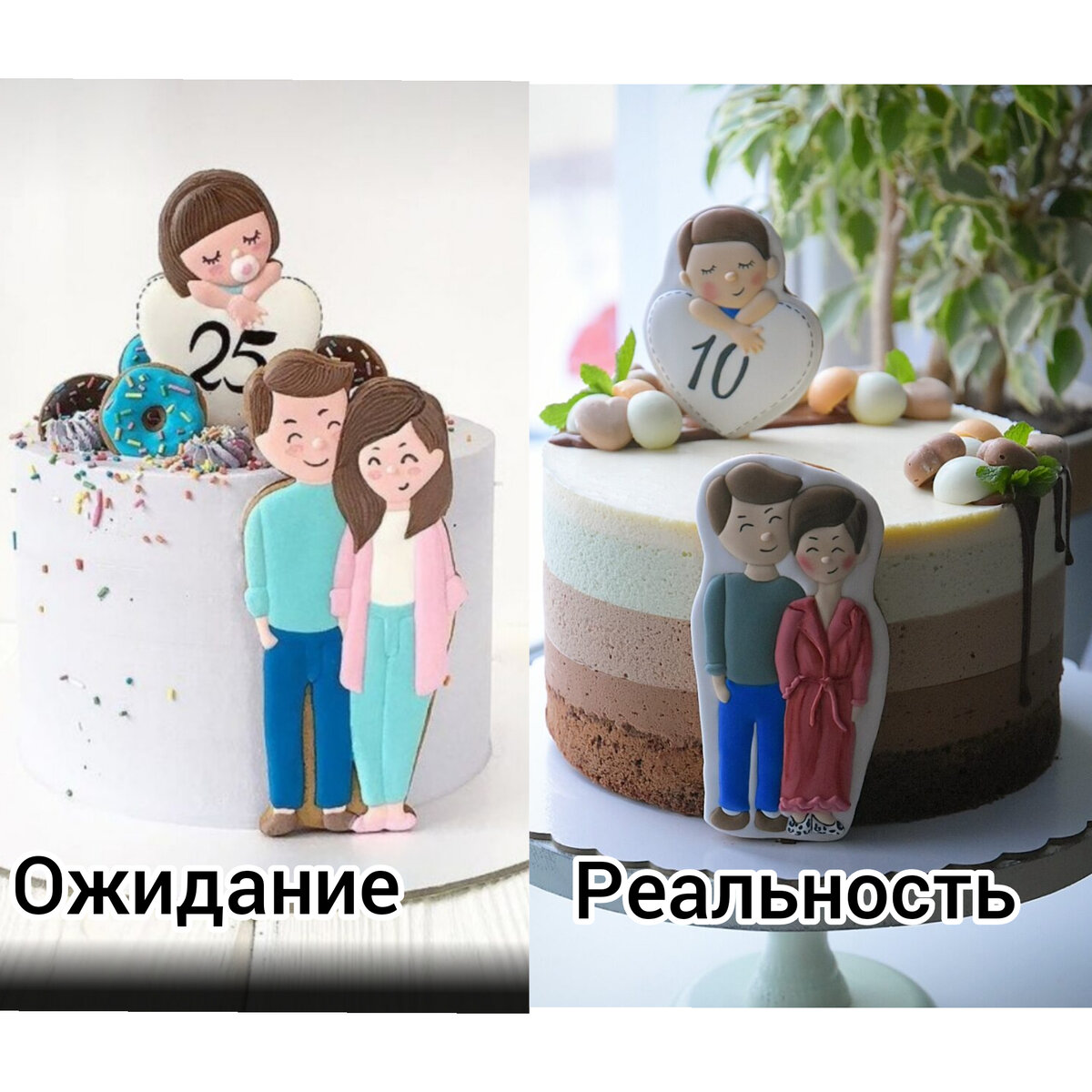 Ожидание- это картинка-образец от клиента. Реальность- мой торт по образцу.