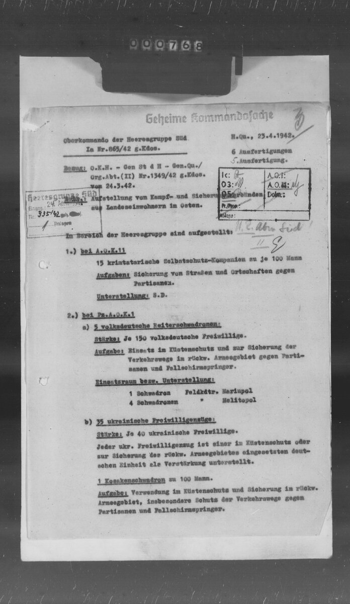 Восточные части в составе группы армий "Юг" (в галерее все листы)