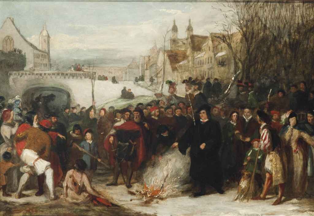 Чарльз Аллен Дюваль (1808-1872). Мартин Лютер сжигает папскую буллу.