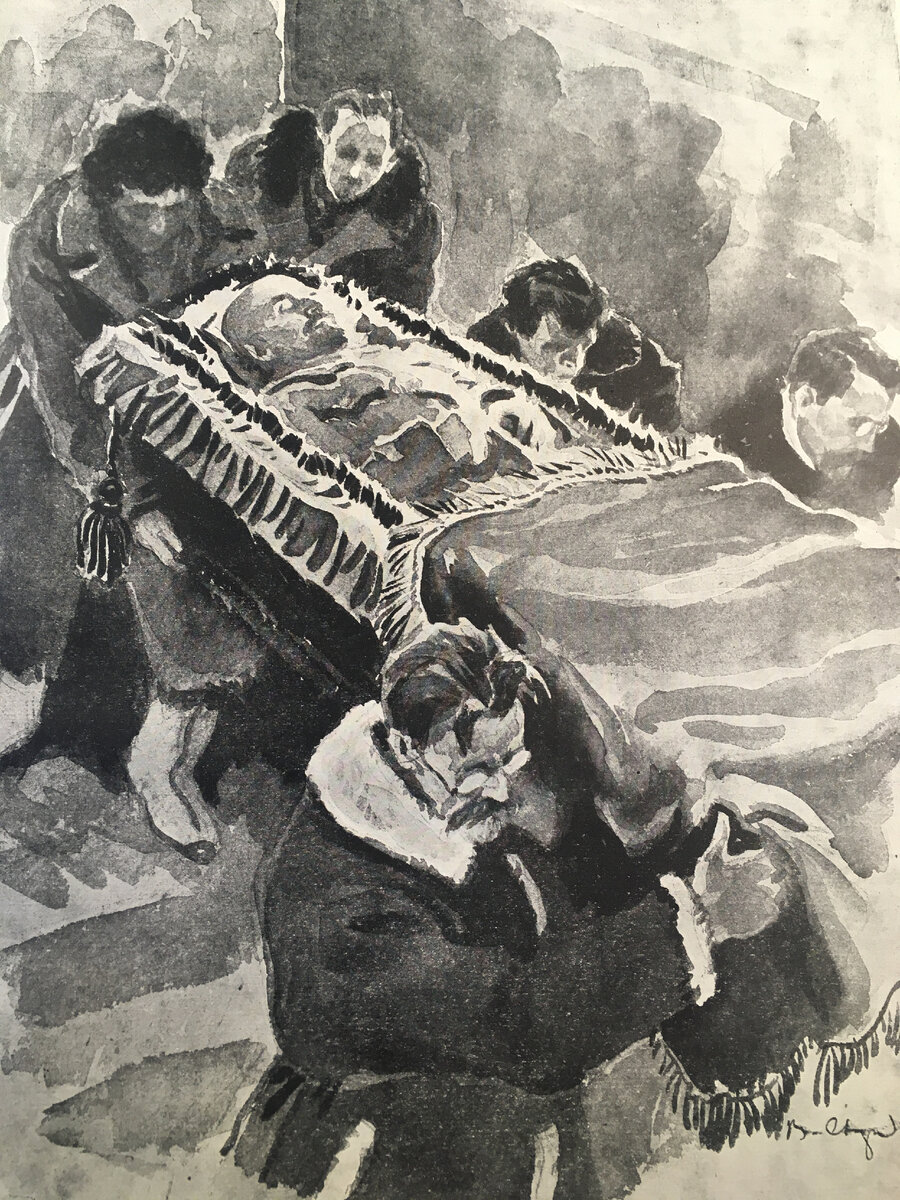 Иллюстрация работы Сварога и Симанкова к изданию: Зиновьев Г. Шесть дней. Л., 1925. Из фондов Российской национальной библиотеки.