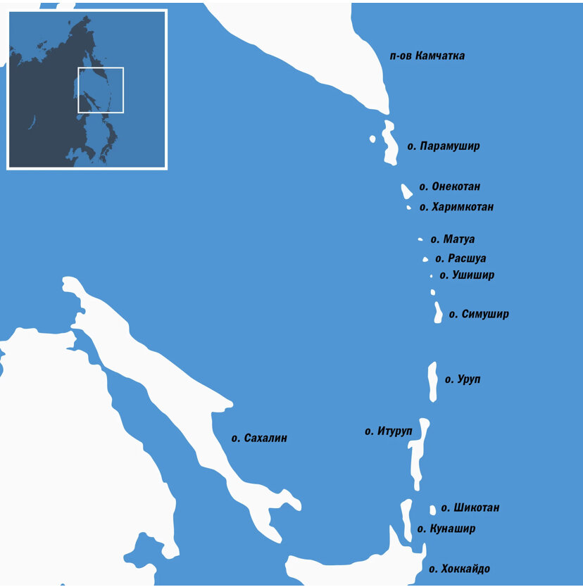 Карта Курильских островов 