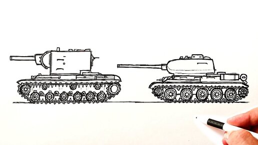 Как нарисовать Танки КВ-2 и Т-34-85