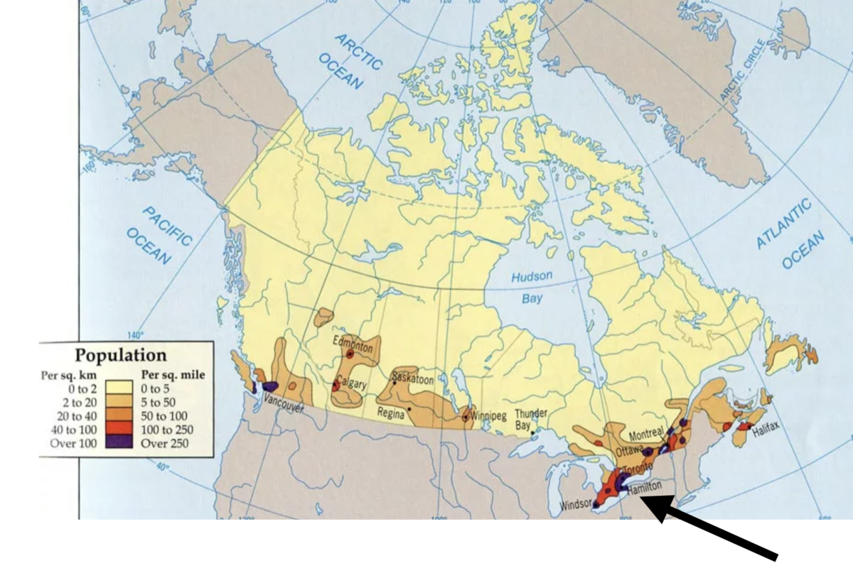 Большая часть северной америки сосредоточена. Карта плотности населения Канады. Распределение населения Канады на карте. Карта плотности населения Канады на русском. Плотность населения Канады.
