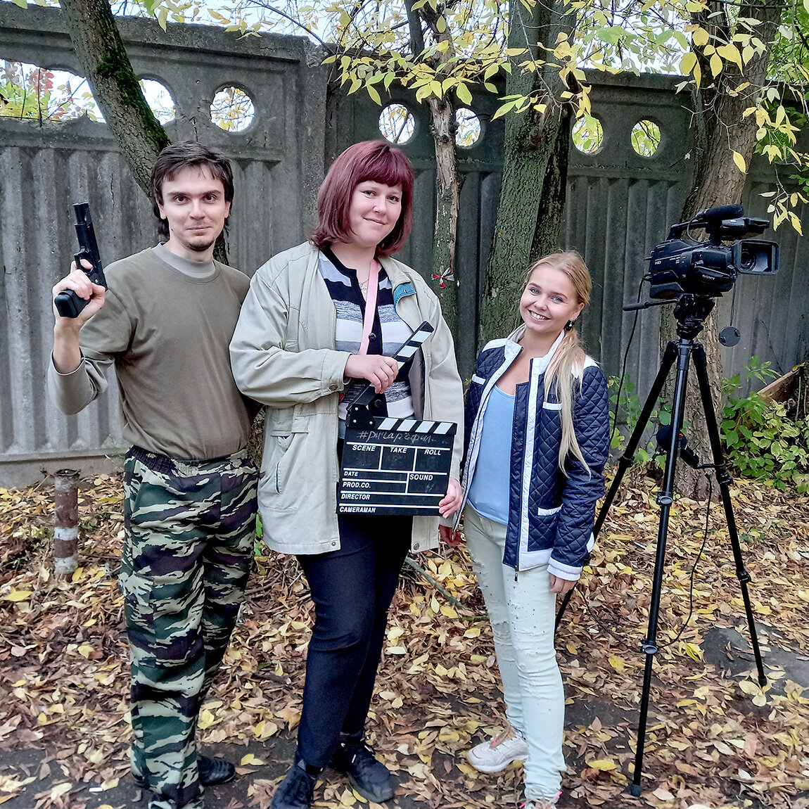 Олег Черкалин, Оксана Панкратова и Татьяна Завадская на съёмках фильма