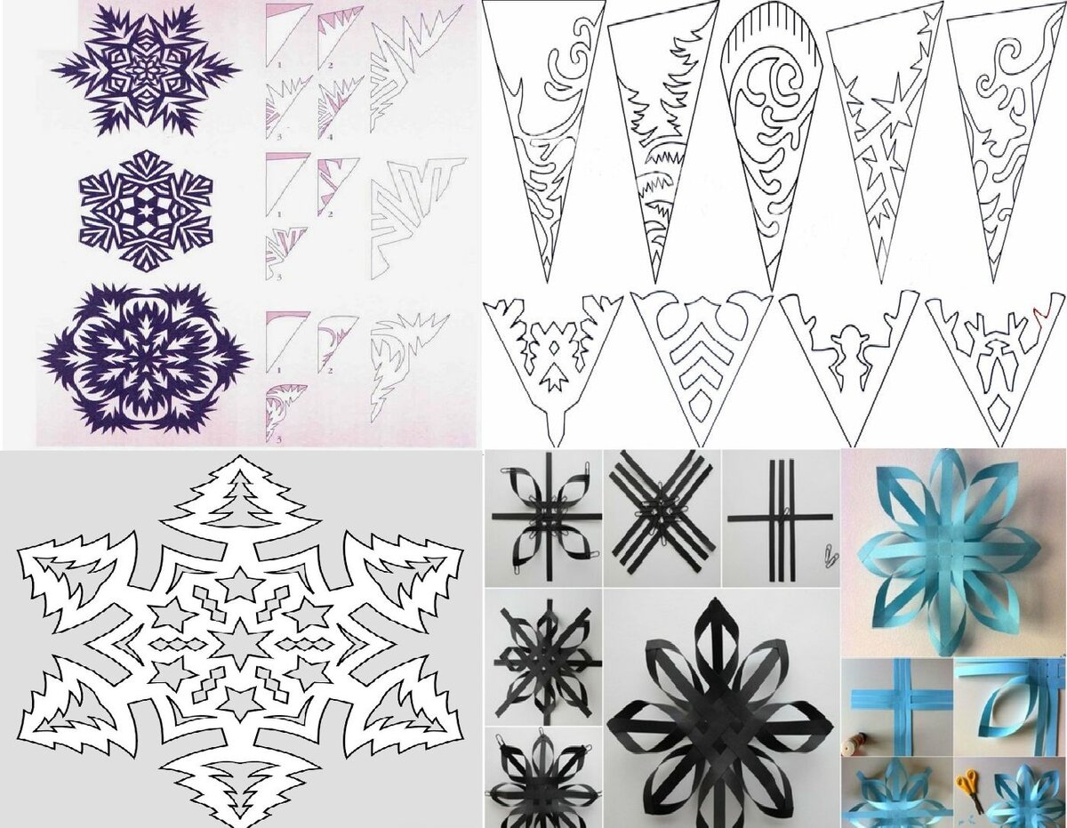 Схемы и трафареты для изготовления снежинок из бумаги