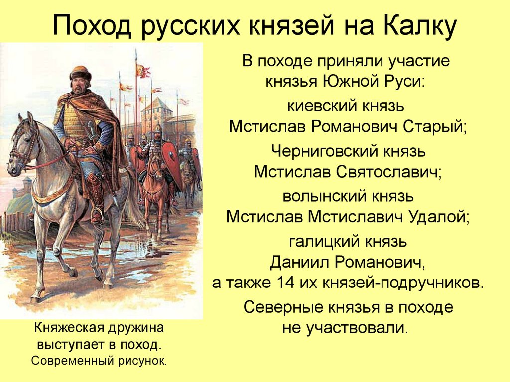 Борьба русских князей с половцами памятники культуры. Князья принявшие участие в битве на Калке.