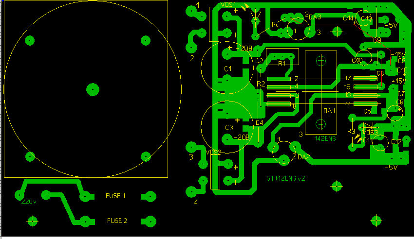 Печатная плата унниверсального стабилизатора на 142ЕН6А
