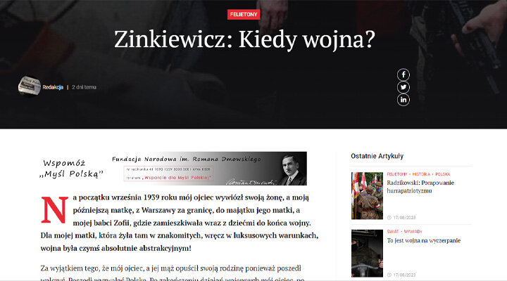 Фото: скриншот сайта Myśl Polska 