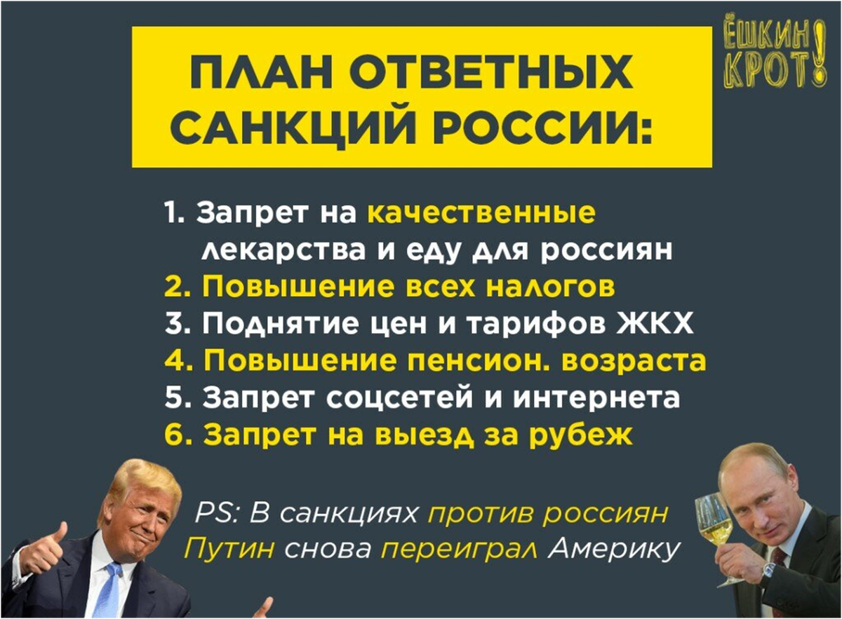 Ответные санкции. Полезные санкции.