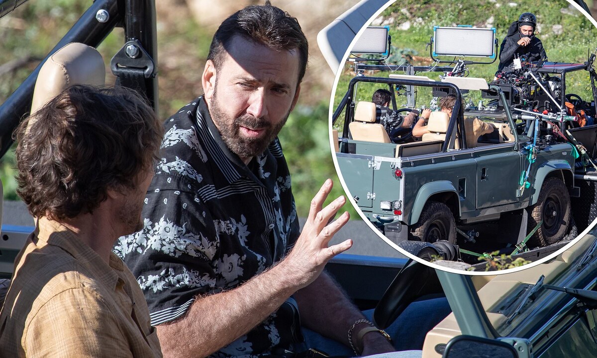 Кадр со съёмок фильма ""Невыносимая тяжесть огромного таланта" (2021)