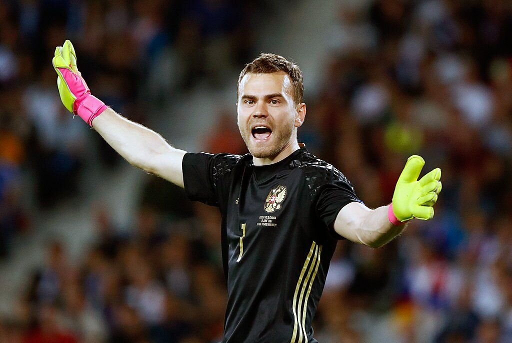 Игорь Акинфеев в составе сборной России на ЧМ-2014.