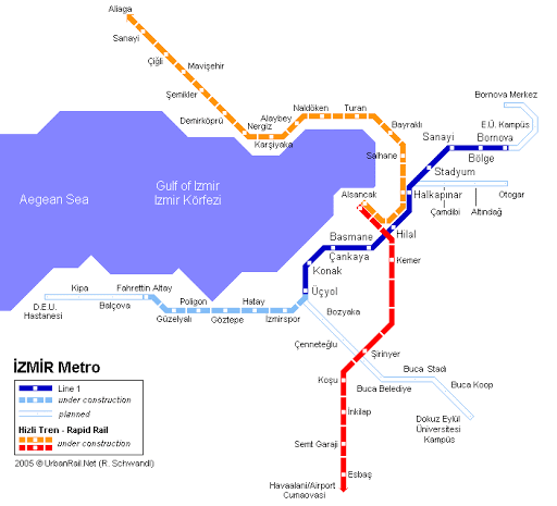 Карта транспорта Измира