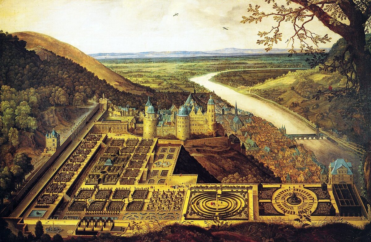 Замок и его сады (Hortus Palatinus), Жак Фукьер, 1620