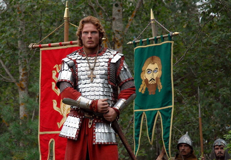 Александр в 20 лет сражающийся в Невской битве.