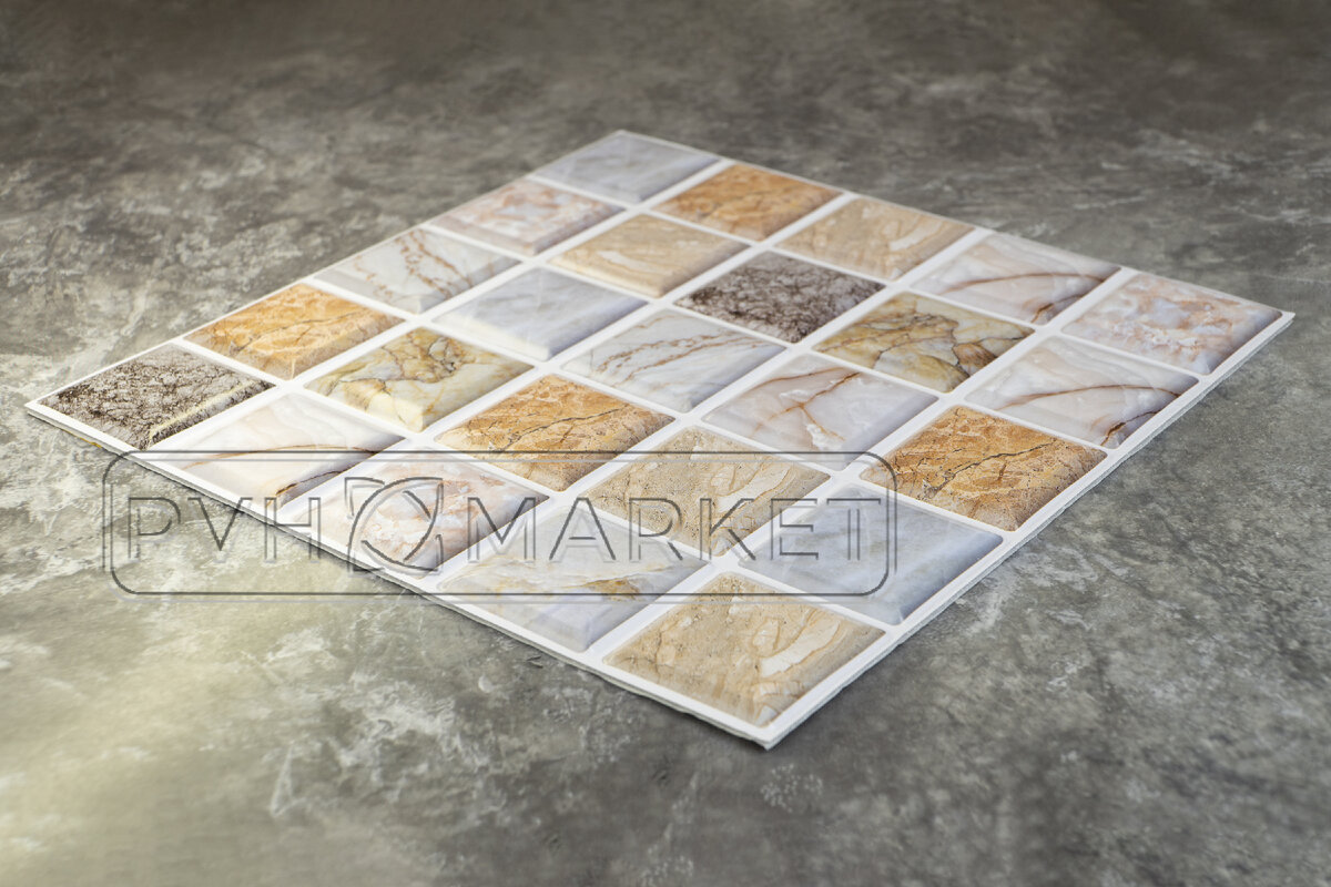 Самоклеящаяся 3Д панель "Мрамор микс" 30х30 см