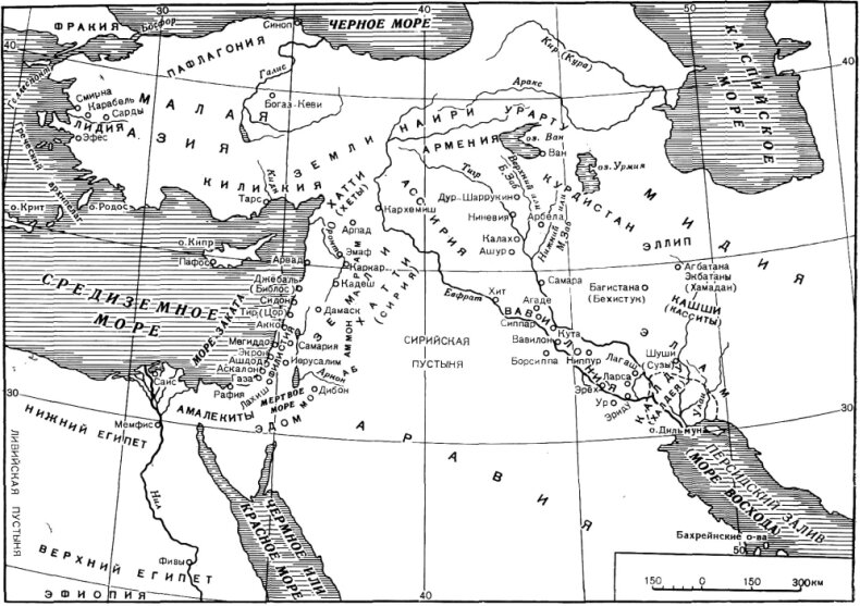 Карта стран древнего Востока 
Источник: https://historylib.org/historybooks/D--CH--Sadaev_Istoriya-drevney-Assirii/2