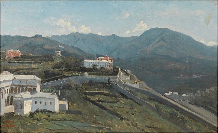 Jean-Baptiste-Camille Corot (1796-1875) Gênes. Un bout de la ville et les Apennins © Bonhams