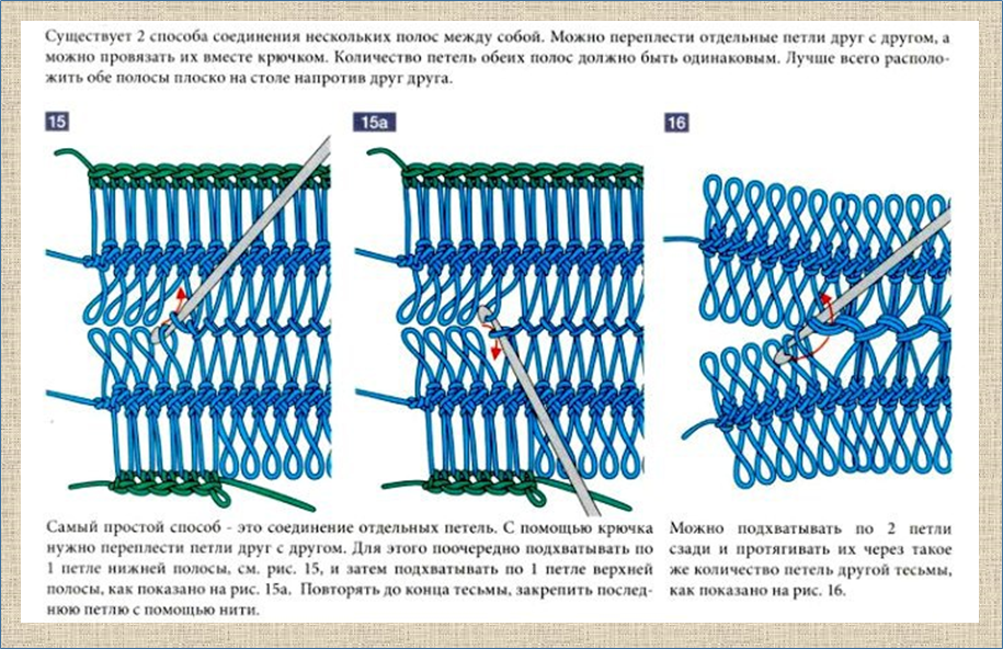 Вязание на вилке — соединение лент (часть 1)