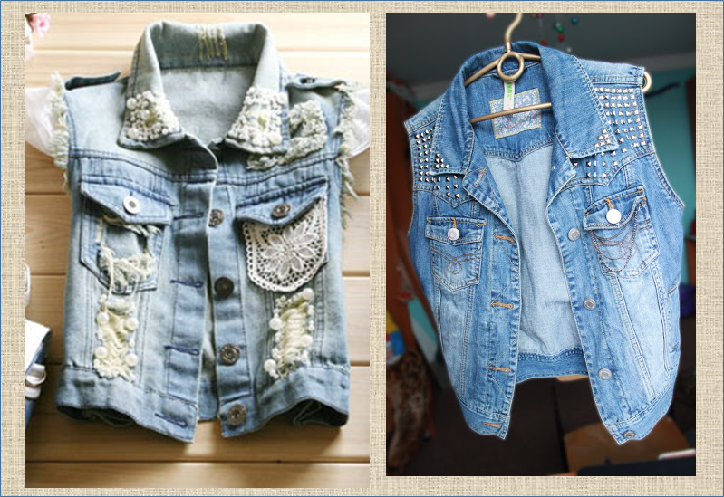 Oversize denim vest with print