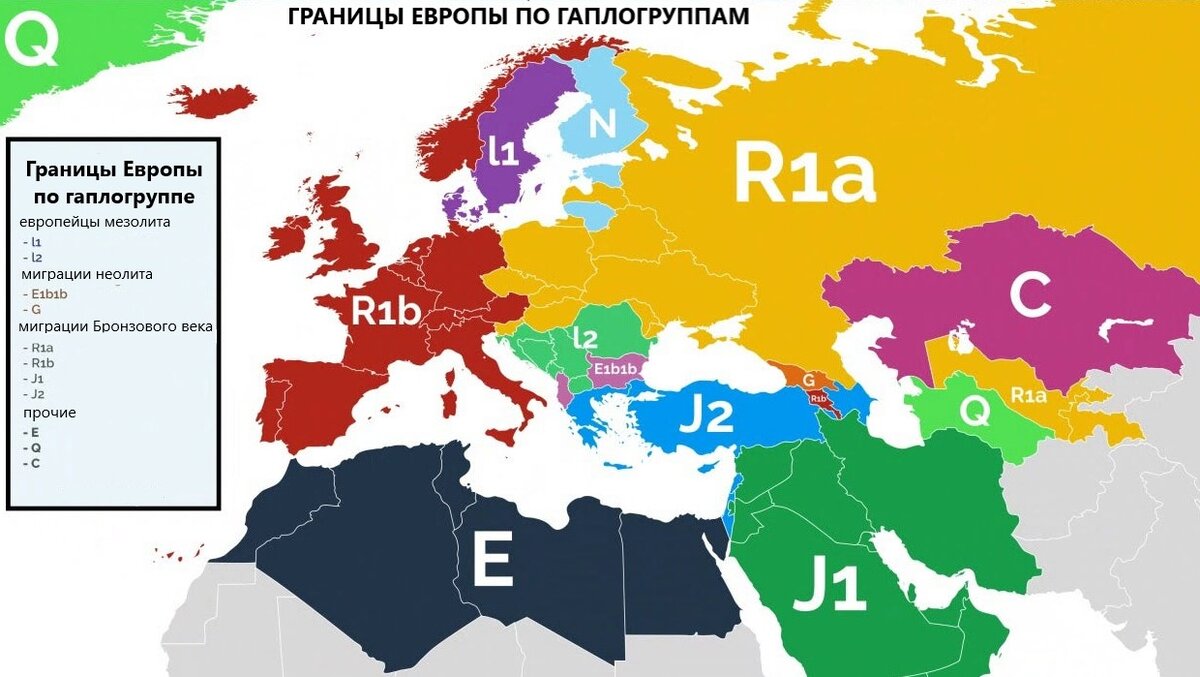 Границы Европы по гаплогруппам. источник:Яндекс.Картинки