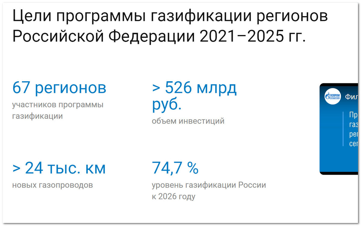 Скрин с официального сайт Газпрома
