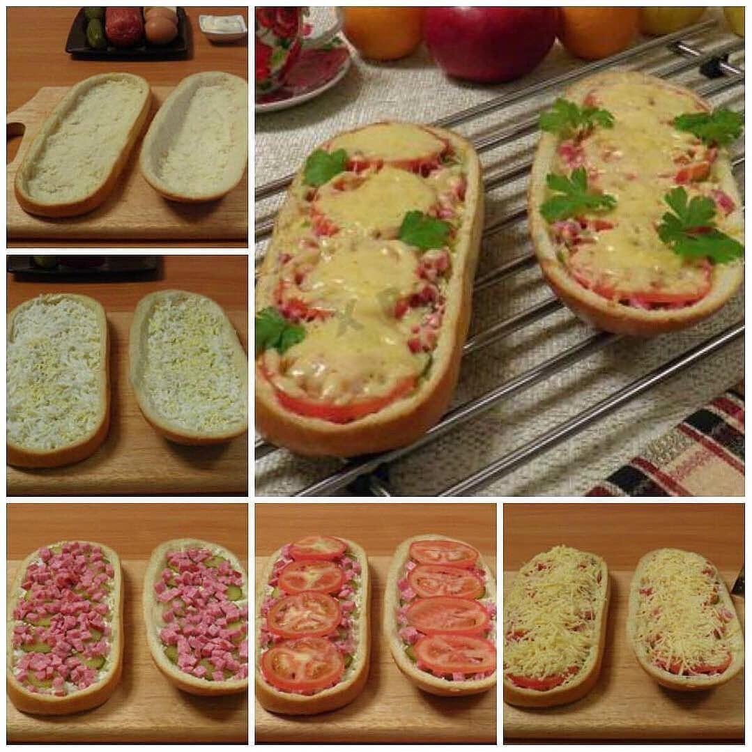 Фаршированные батоны, пицца