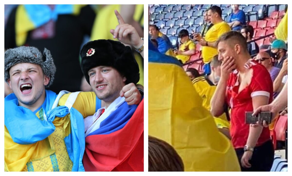 Во время матча сборной Украины российский фанат пришел поддержать братскую команду. В итоге со стадиона он 