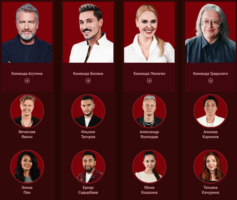 Участники шоу, вышедшие в полуфинал. 